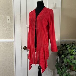 Soft Surroundings Taos Topper Crochet Trim Peruvian Cotton Gauze